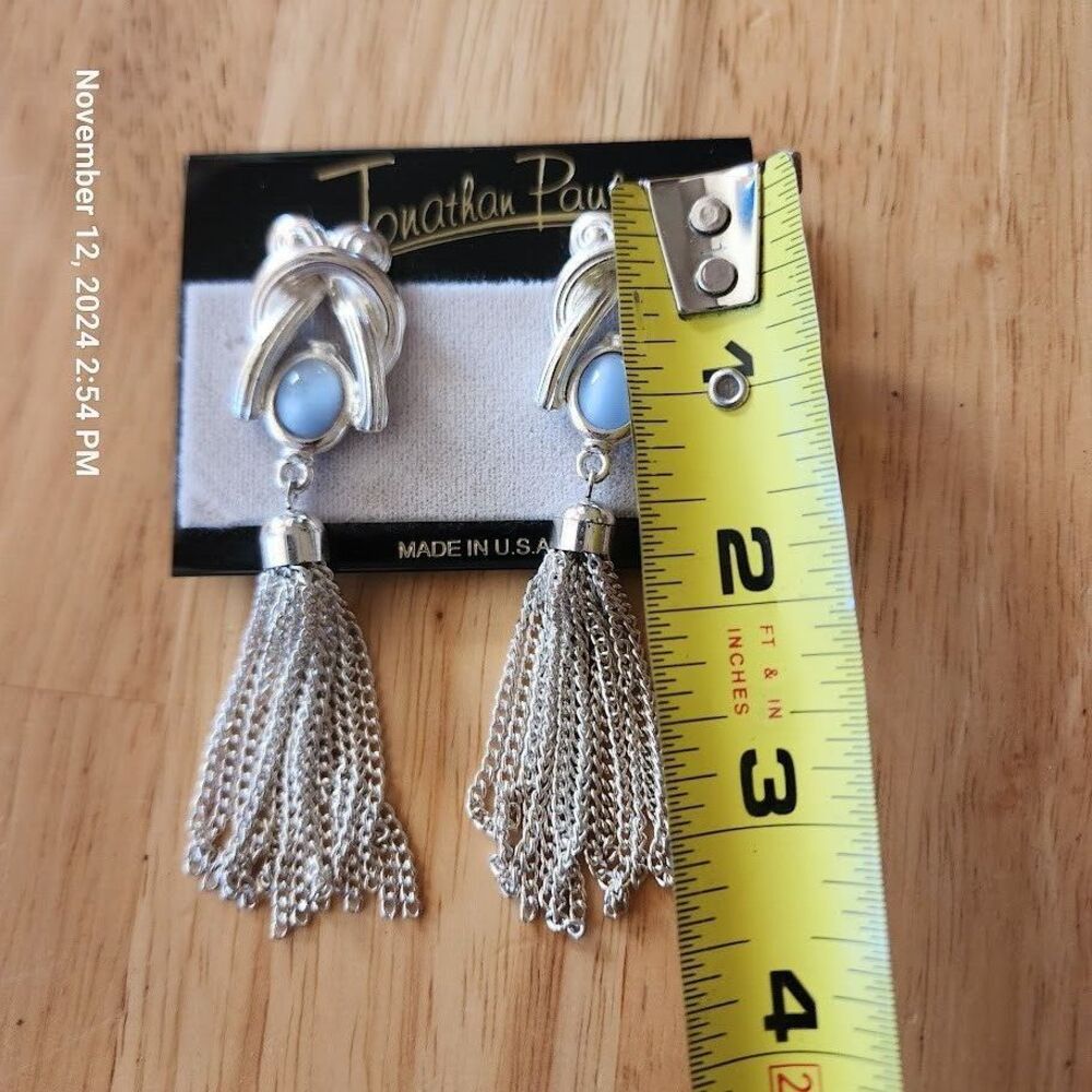 Jonathan Paul Dangle Earrings Silvertone Blue Stone - Picture 6 of 6